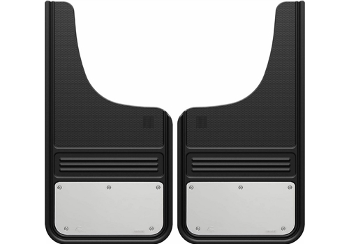 Truck Hardware 2pc 12 x 23 Front Stainless Plate Mud Flaps - Click Image to Close